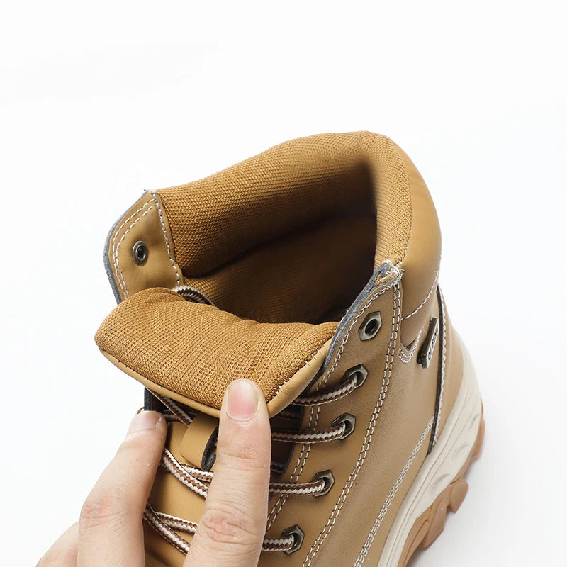 Yellow Ankle Boots Cowboy Footwear Snow Warm Fur Sneakers Padded Trekking Black Waterproof Leather Men Hiking Shoe Winter Summer