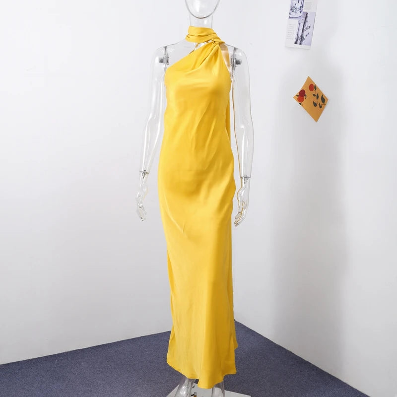 Sexy Ribbon Sleeveless Long Dress Women Elegant Slim Stain Backless Lace Up Party Dresses 2026 Fashion Solid Holiday Robe Lady