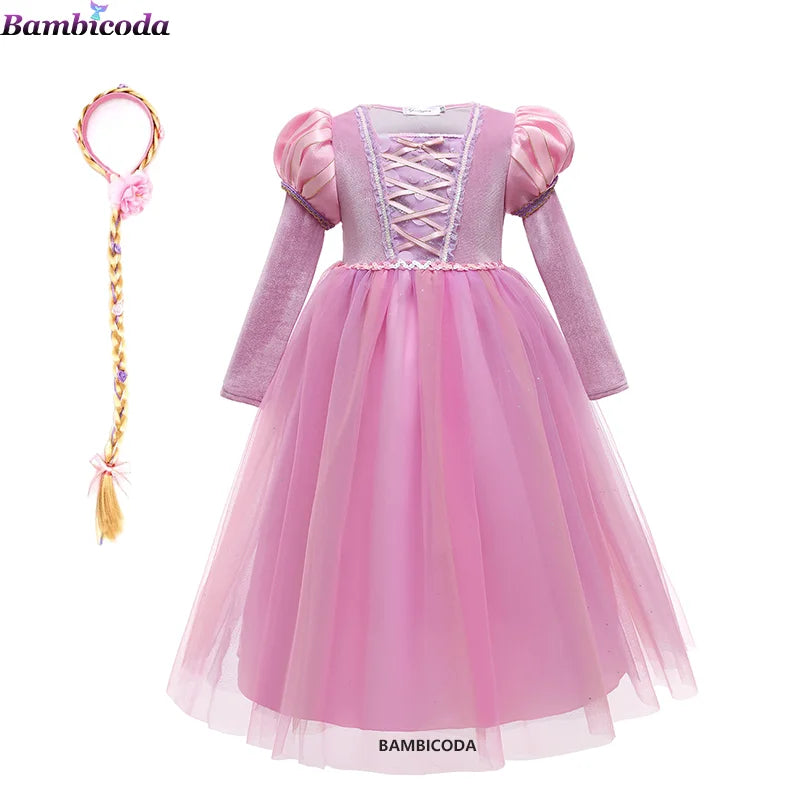 Girl Costume Rapunzel Princess Party Dresses for Girls Tangled Cosplay Vestido Dresses Ball Gowns 3-10Yrs dresses