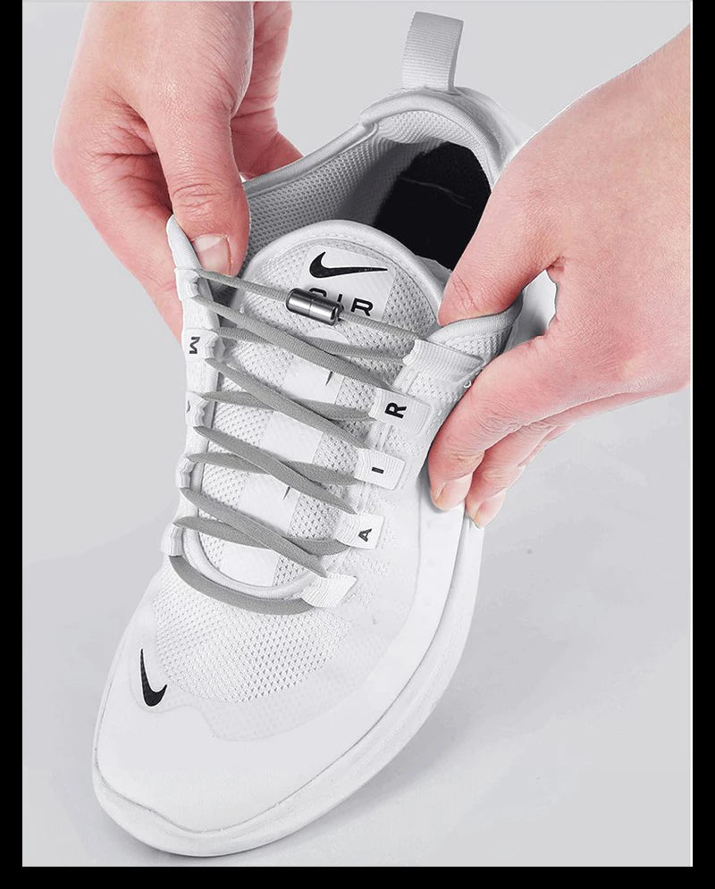 Clearance_21 Colors No Tie Shoelaces For Sneakers Elastic Shoe Laces Round Metal Lock Lazy Shoelace 1 Second quick on and off un