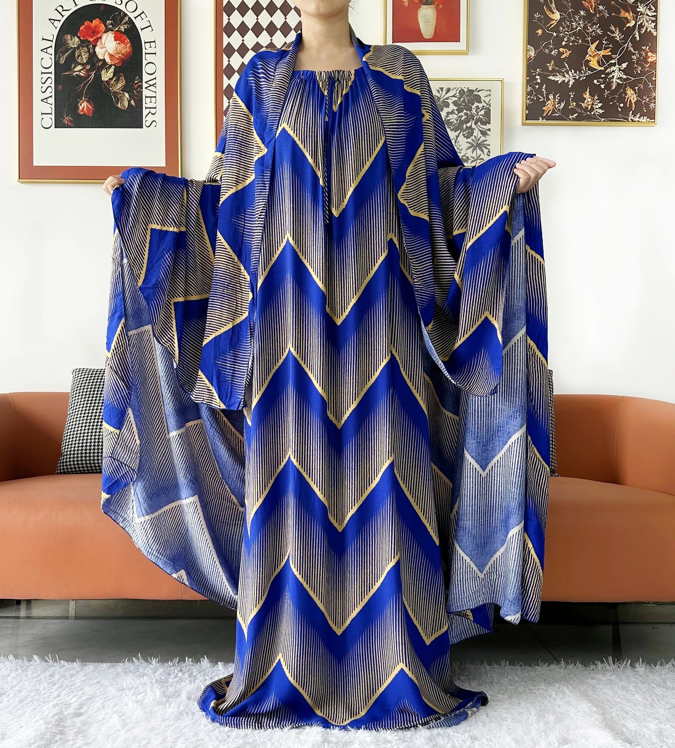 2024 New Muslim Dubai Abaay Women Cotton Dress With Big Scarf For Women Maxi Summer Short Sleeve Loose African Abaya Clothing