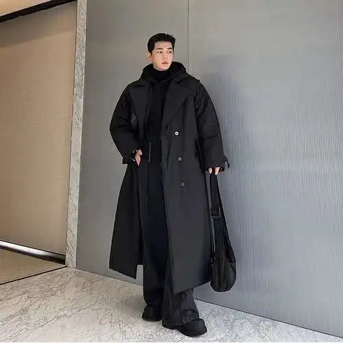 LUZHEN Winter Stylish Double Breasted Long Padded Coat Men's Original Design Thickened Knee-length Trench Trendy 2023 New Cac4db
