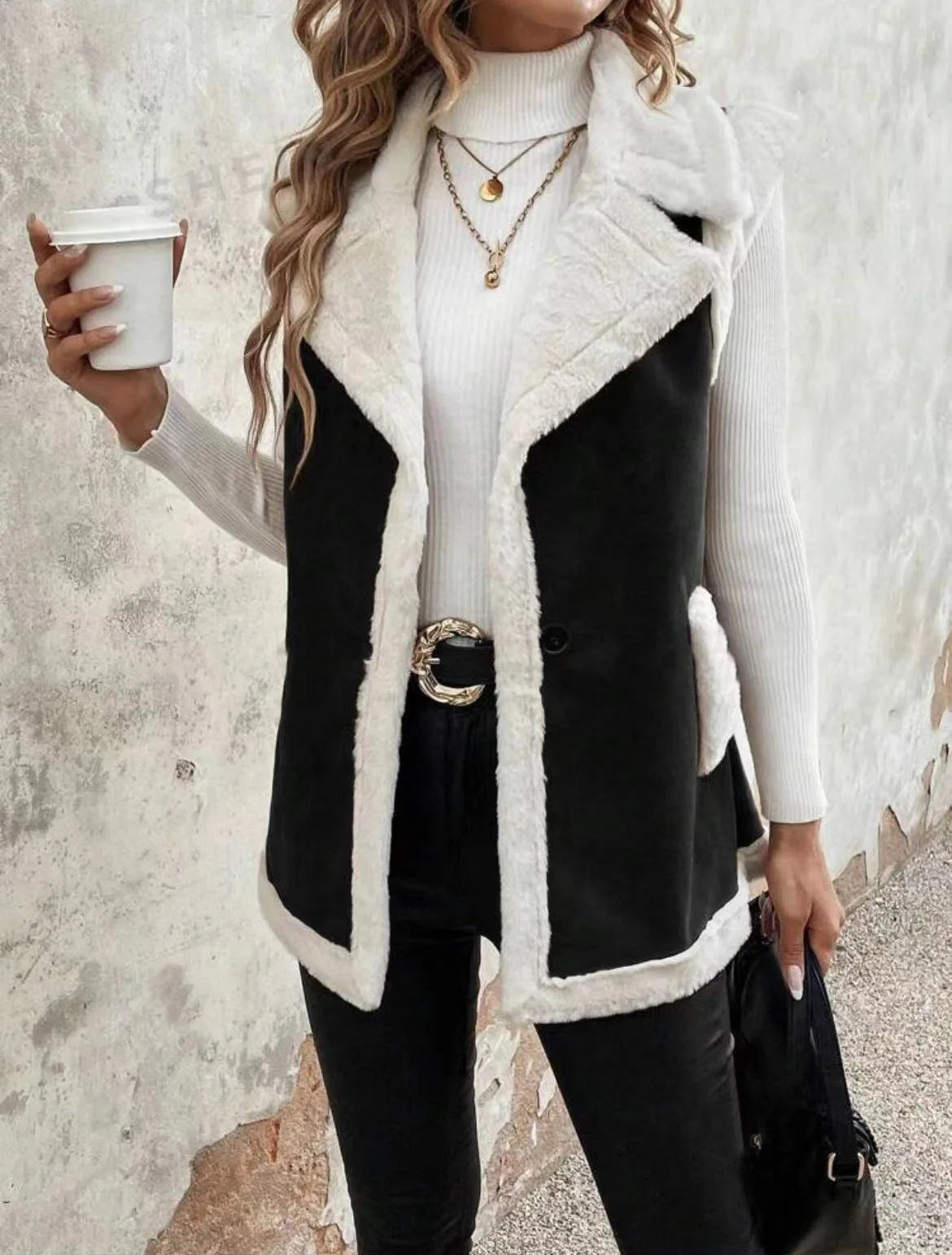 European American Fashion Women’s Color-coded Sleeveless Casual Trendy Loose Turn-down Collar Loose Vests Female Clothes Coats