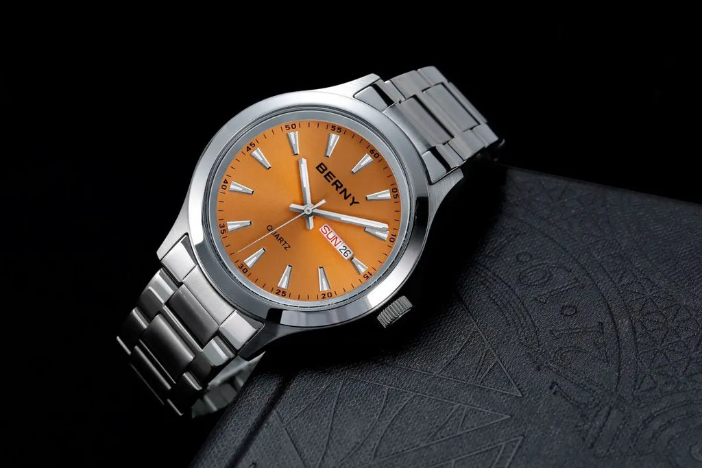 BERNY Watches for Men 40mm Luminous Elegance Dress Quartz Watch Calendar Week Luxury Waterproof Casual Business Men's Wristwatch