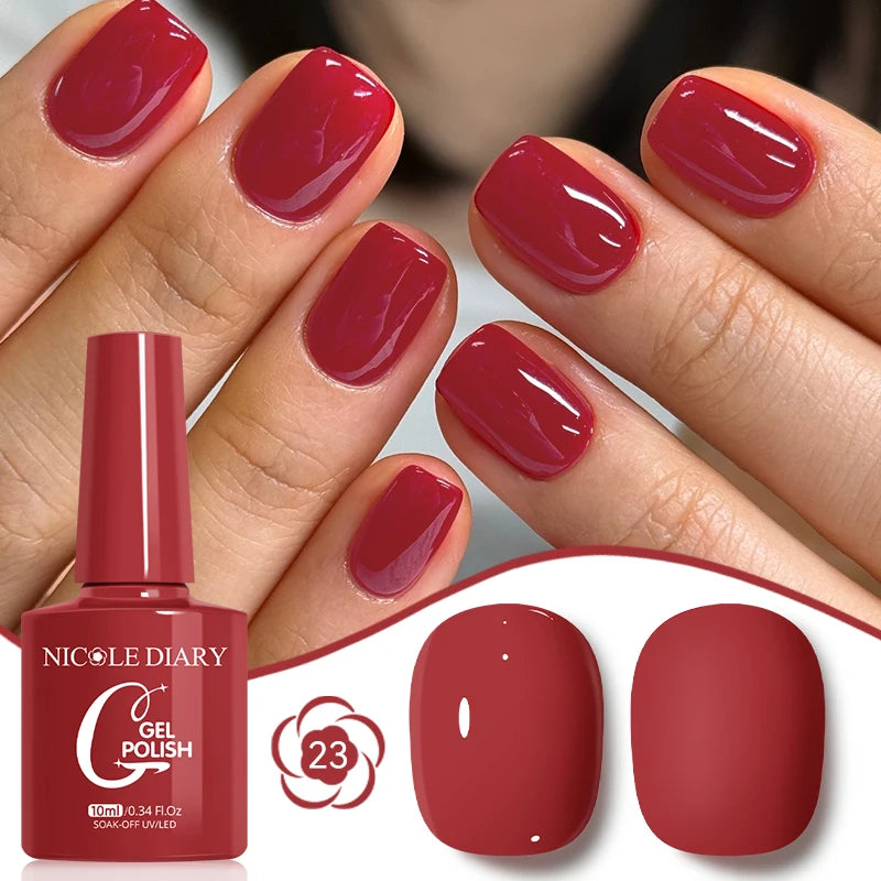 NICOLE DIARY Glass Beads Cat Magnetic Gel Nail Polish Spring Summer Gel Nail Sparkly Gel Varnish Soak off Nail Manicure Art