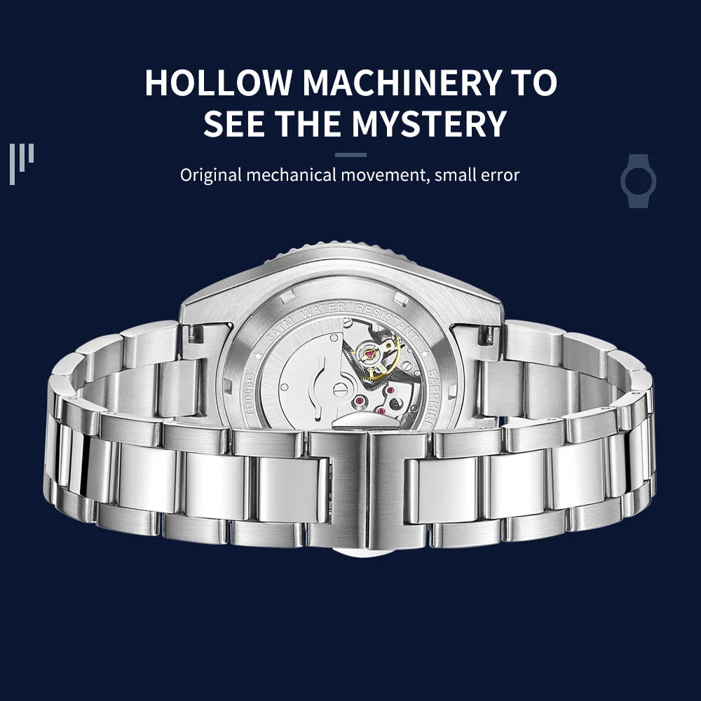 TOPHILL 41mm New Men's Watch Calendar Display Automatic Mechanical Watches Miyota 2813 Movement Sapphire Luminous Wristwatch