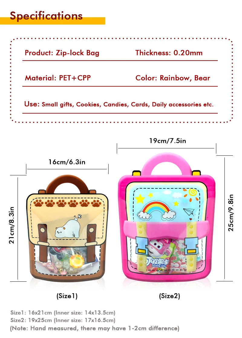 20/50PCS Children's Day Portable Seal Bag New Cartoon Schoolbags Shape Cookie Candy Bags For Kids Birthday Graduation Party Gift