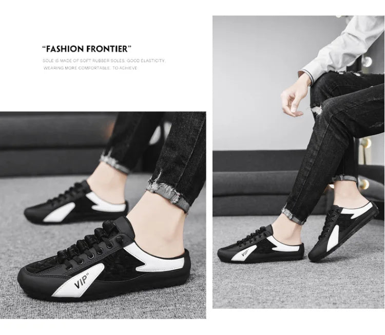 Half Slippers for Men Trendy Men's Flat Bottom Casual Shoes Soft Sole Support Shoes Men's Sneakers Zapatos De Hombre 2024