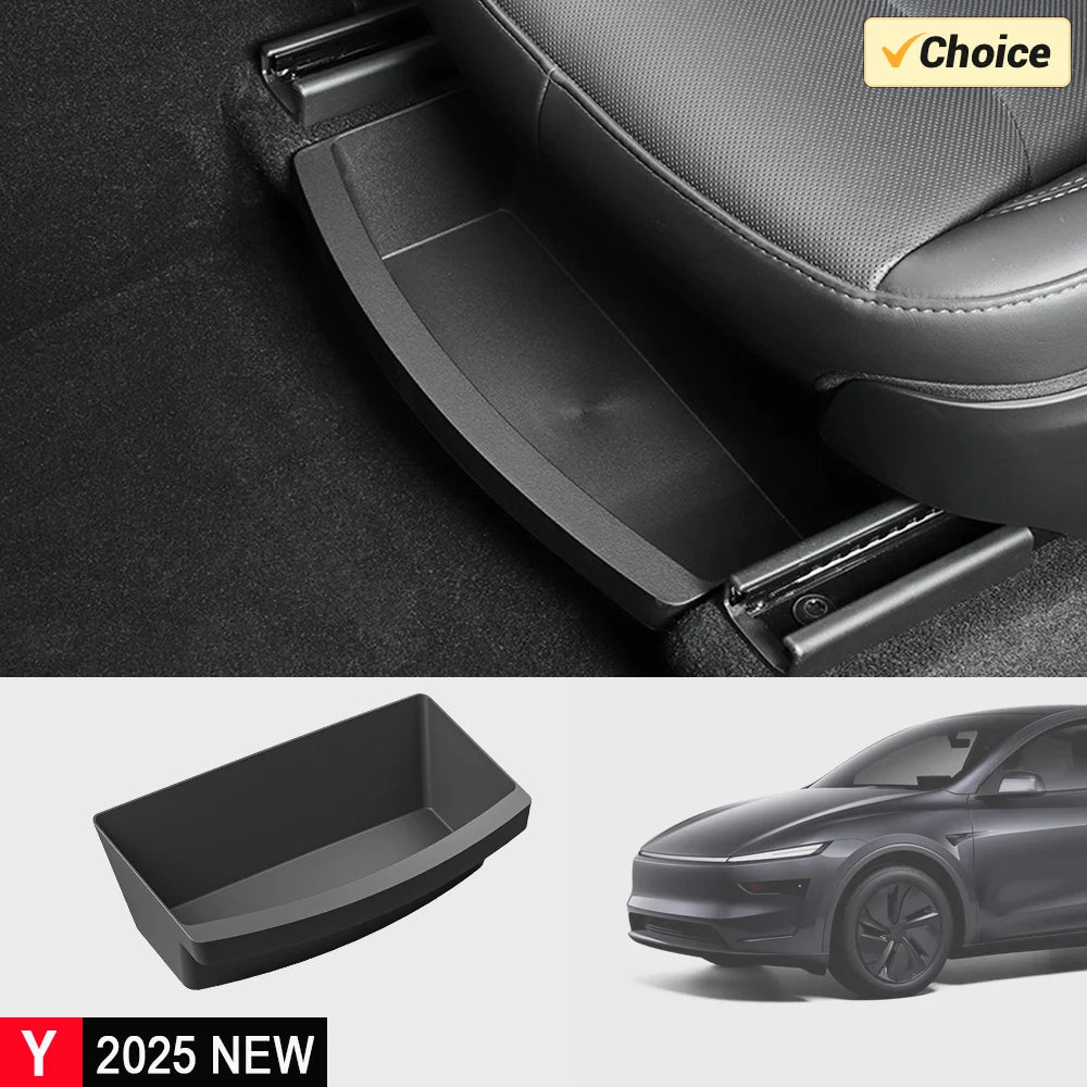 Underseat Storage Box Organizer for Tesla Model Y Juniper 2025 Front Rear Under Seat Organizer Waterproof Bin Travel Accessories