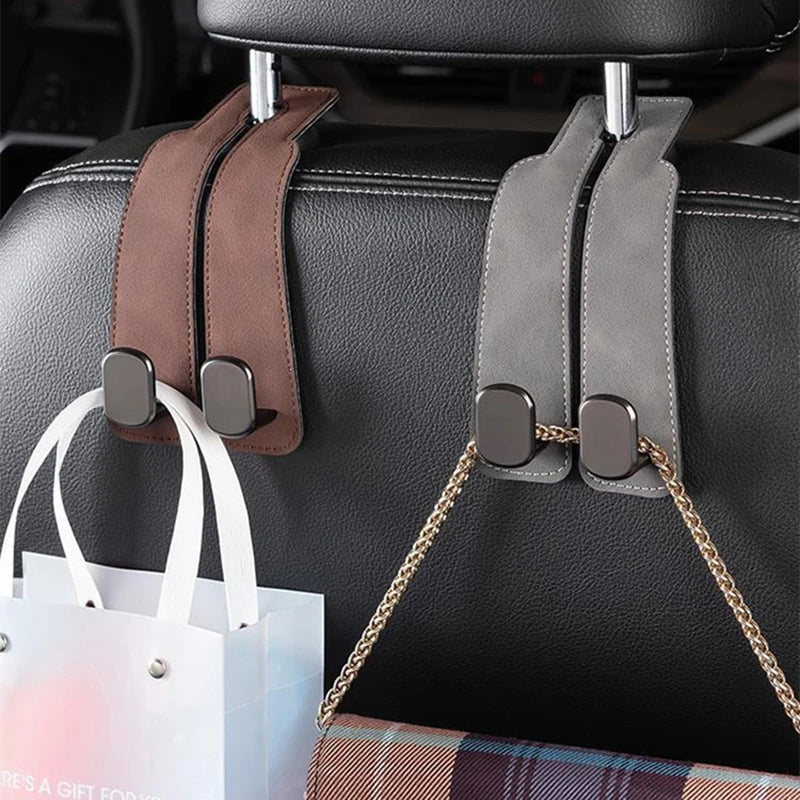 2-in-1 Car Rear Seat Back Hooks – Universal Headrest Hanger Clip with Double Hooks for Storage, Organizing Bags, and Car Interio