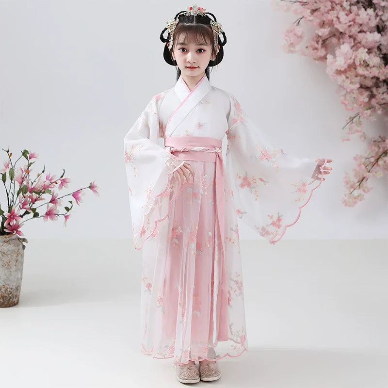 Kids Fairy Tang Costume Girls Casual Dresses Hanfu Girl Summer Children's Clothing Outfit Princess Dress Baby Vestido Robe Fille