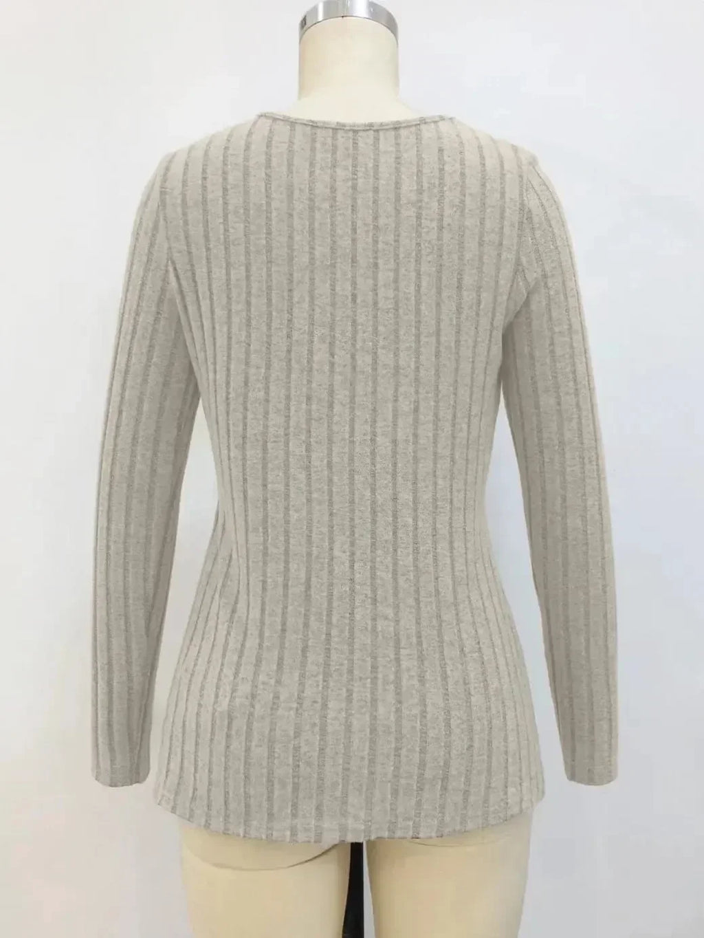 Autumn Winter Long-sleeved Round Neck Top Women's Fashion Casual Irregular Solid Color Street Style Buttons Pullover Tshirt New