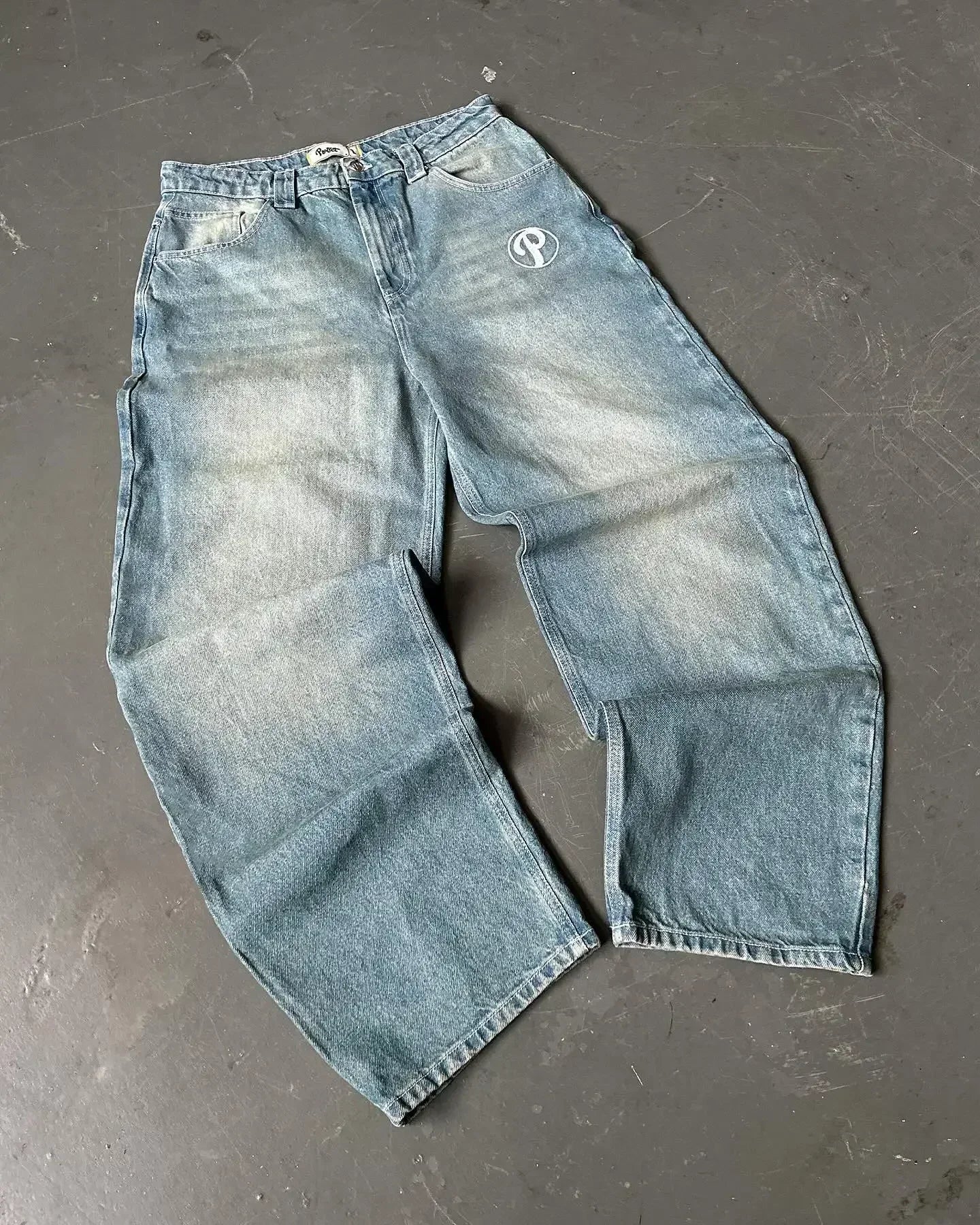 Affliction New Jeans American New Fashion Embroidered Loose Jeans Men and Women Street Casual Floor Mopping Pants