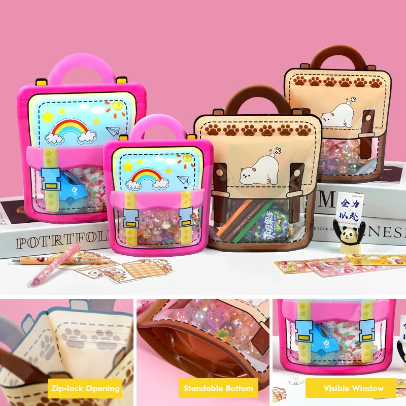 20/50PCS Children's Day Portable Seal Bag New Cartoon Schoolbags Shape Cookie Candy Bags For Kids Birthday Graduation Party Gift