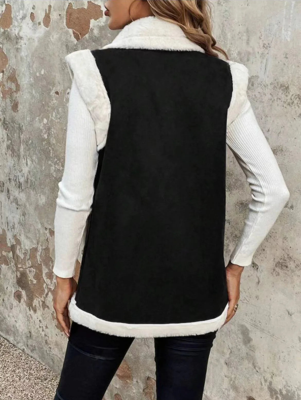 European American Fashion Women’s Color-coded Sleeveless Casual Trendy Loose Turn-down Collar Loose Vests Female Clothes Coats