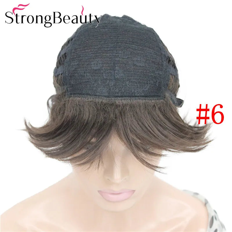 شعر مستعار StrongBeauty قصير ومستقيم من الألياف الصناعية الناعمة للسيدات متوفر بألوان عديدة