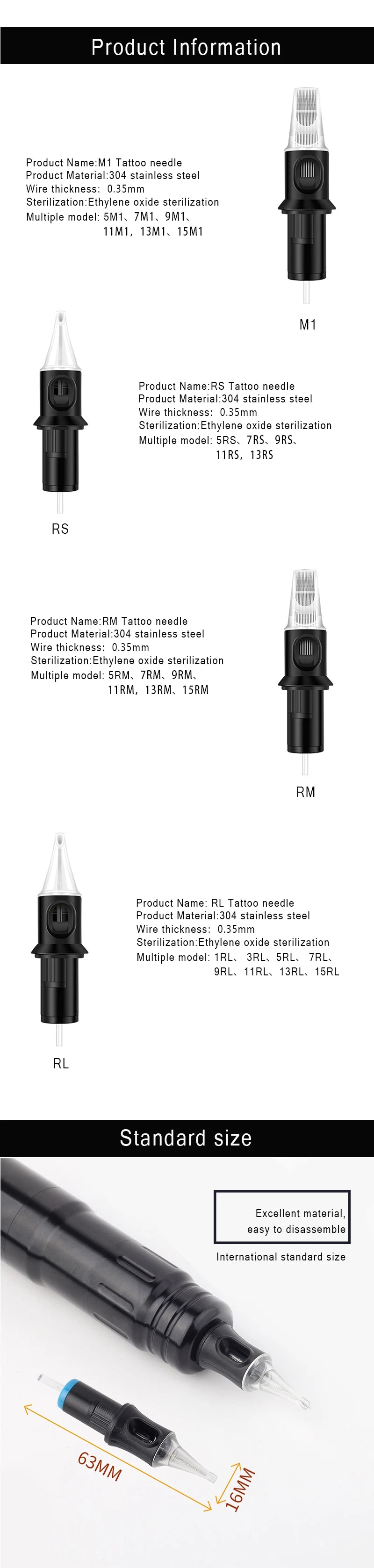 5/10pcs Tattoo Permanent Cartridges Needle Pigment Sterilized RL RS RM M1 Eyebrow Lip Makeup Needles For Tattoo Machine Pen