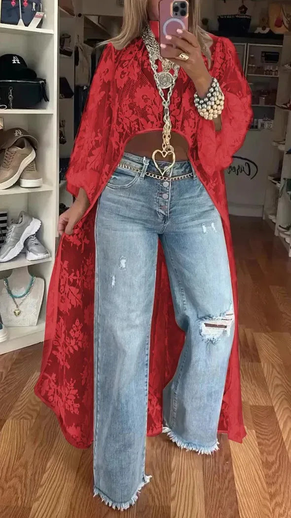 Spring Summer Fashion Solid Color Lace Blouses Women Sexy Perspective High Neck Irregular Holiday Tops Elegant Dress Women Y2k