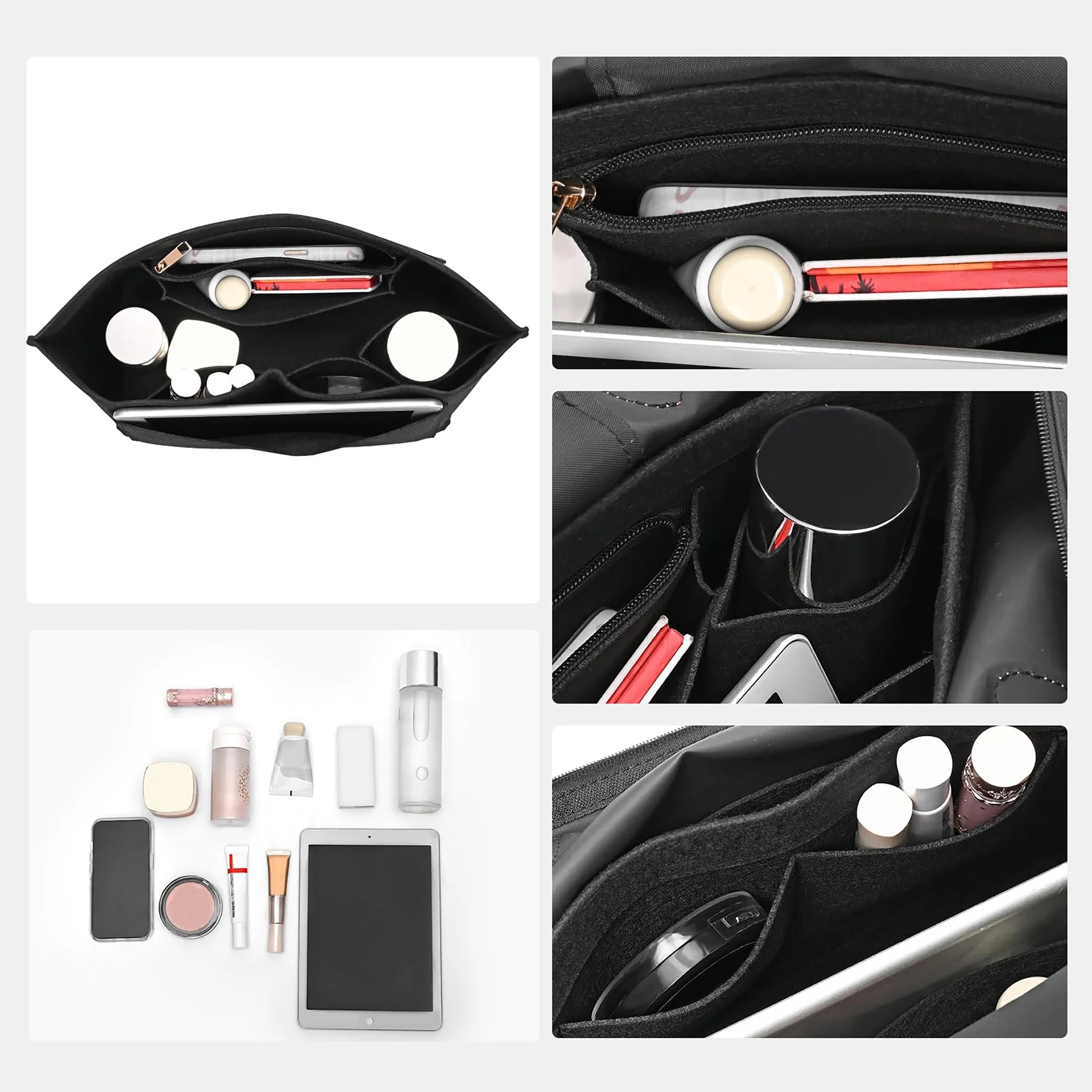 Felt Insert Bag Fits For Handbag Liner Bag Felt Cloth Makeup Bag Support Travel Portable Insert Purse Organizer