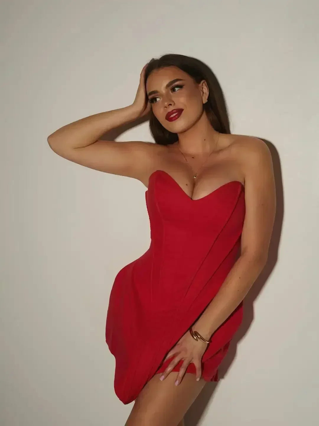 Fashion Women Strapless Backless Dress Off-shoulder Corset Bustier Party Club Dresses 2025 Chic Lady Waist Cinching Evening Gown