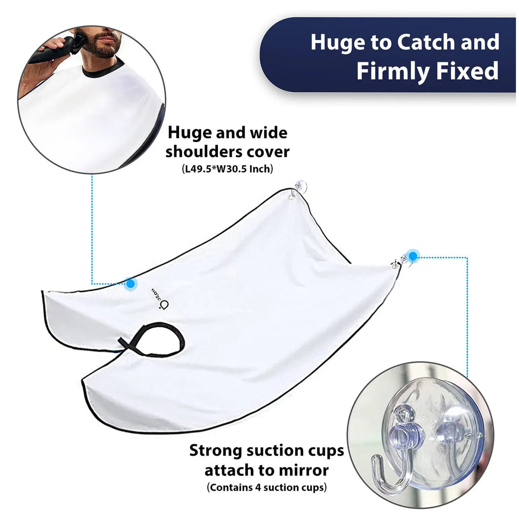 1pc Men Beard Shaving Apron Trimming Bib Creative Wall Mirror Suction Haircut Wrap Cape Home Salon Moustache Grooming Accessory