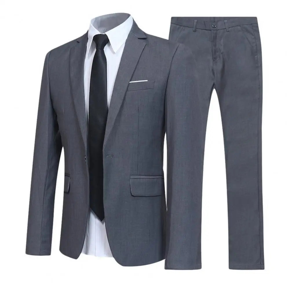 2026 Men's Business Casual Formal Dress Two-piece Suit Trendy Office Wedding Groom Suit Set Men Clothing Blazer Suits Pants Set