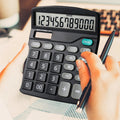 Desktop Calculator Standard Function Calculator with 12-Digit Large LCD Display Solar & Battery Dual Power for Office Business