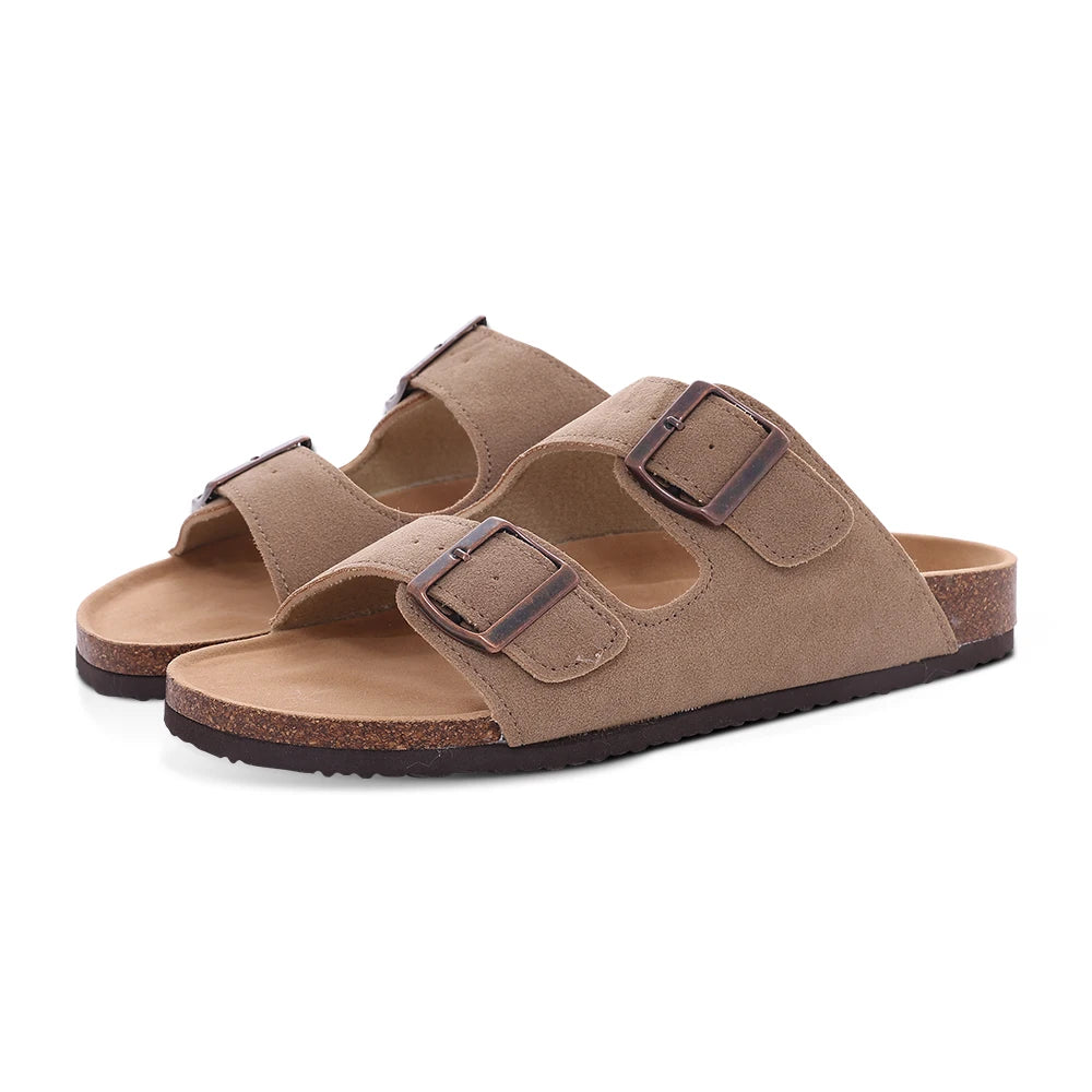 Comwarm Soft Cork Slippers For Women Classic Platform Clogs Slippers Open-Toe Flats Sandals Trendy Slip-on Mules And Beach Shoes