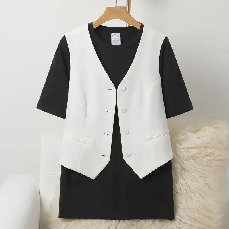 Simple Vests Women Summer Sleeveless Suit Coats Temper Outwear Design Hot Sale 2024 Tender Breathable Korean Style Streetwear
