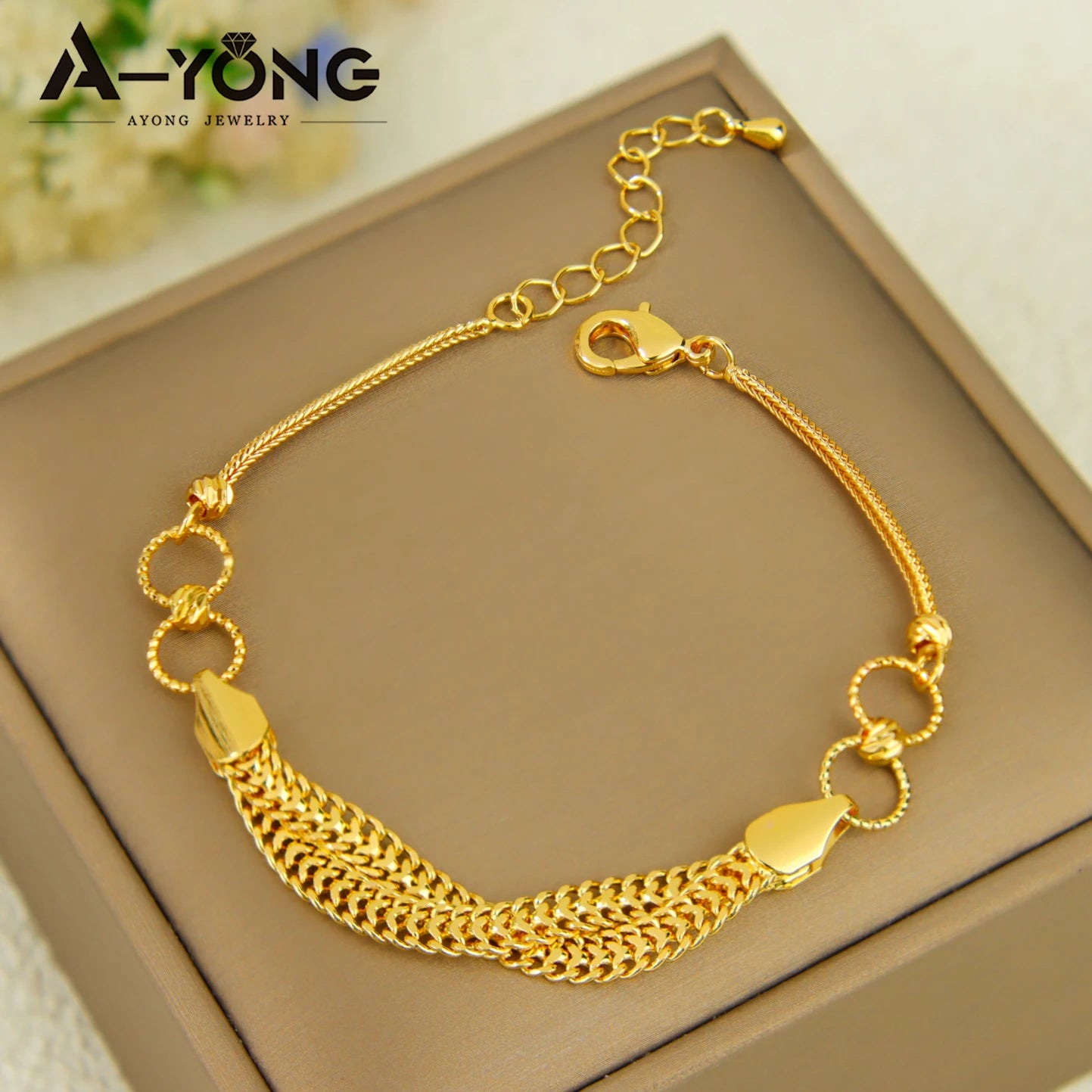 Dubai Fashion Waterdrop Jewelry Set 24k Gold Plated Arabic Exquisite Beads Necklace Bracelet Earrings Oman Bridal Jewelrys