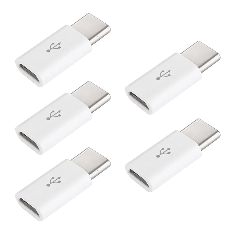 1PCS/5PCS Micro USB Female To Type C Male Adapter Mobile Phone Android Converter Micro-B To USB-C Data Cable Connector