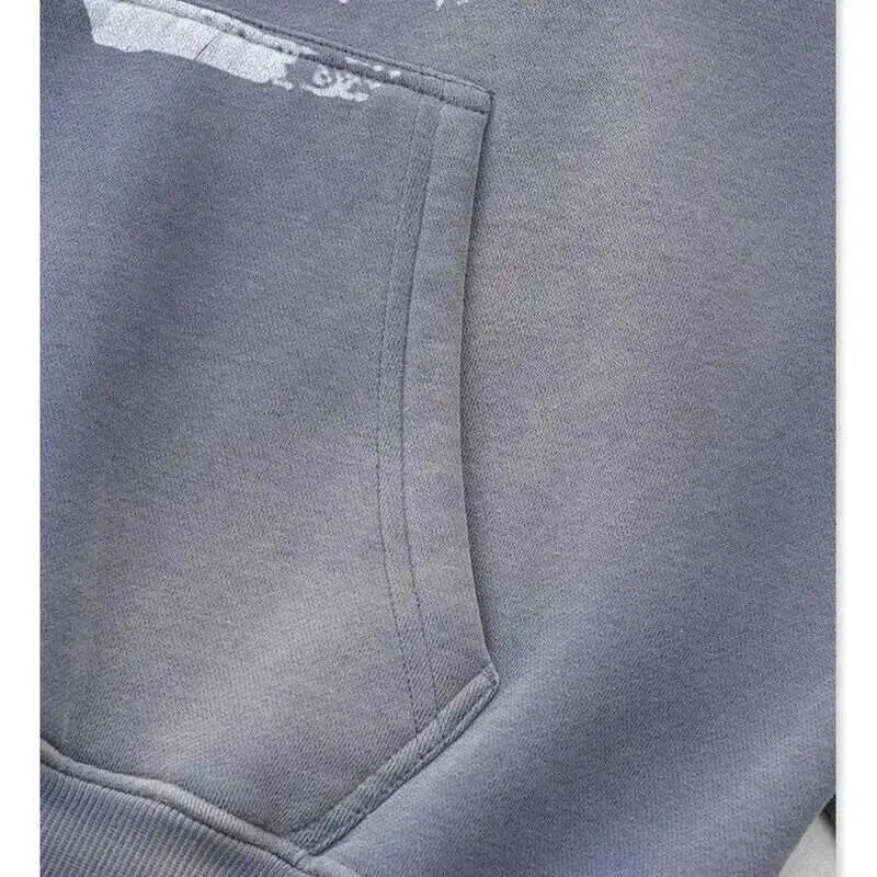 PFNW 2025 Spring High Street Vintage Washed Digital Padded Hooded Sweatshirt Men's American Loose Oversized Pullover Top 28W5695