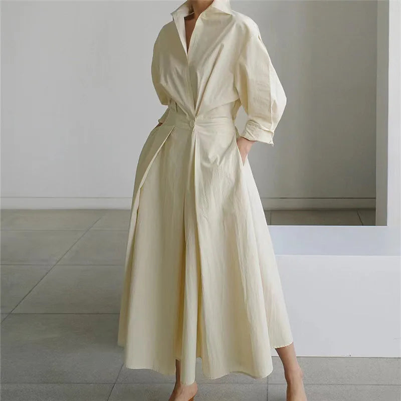 Women's Summer Dress Plus Size Commuter Polo Neck Loose Fit New Elegant Trendy Minimalist Fashionable Niche Versatile Casual Fit