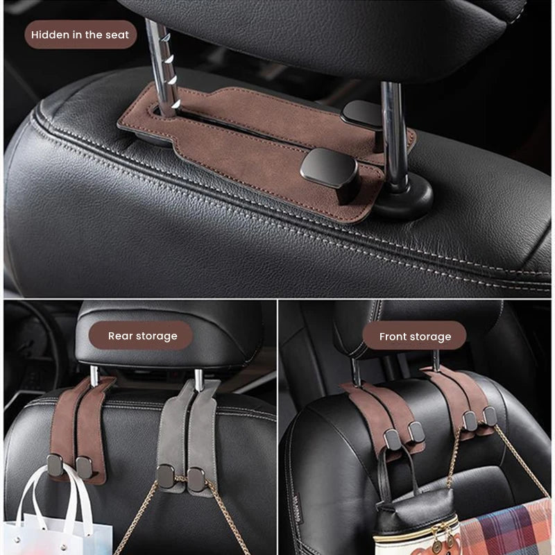 2-in-1 Car Rear Seat Back Hooks – Universal Headrest Hanger Clip with Double Hooks for Storage, Organizing Bags, and Car Interio