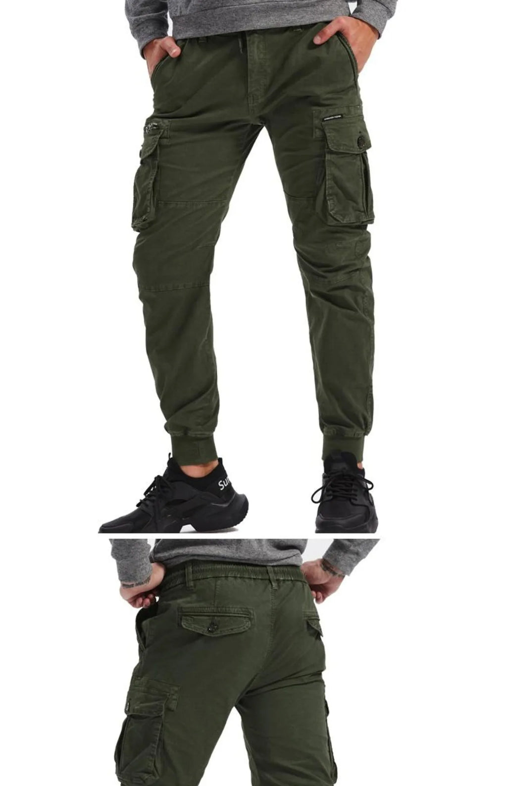 Spring Summer Men's Casual Fashion Work Pants Cuffed Multiple Pockets Slim Fit Youth Leisure Trousers Trendy Brand