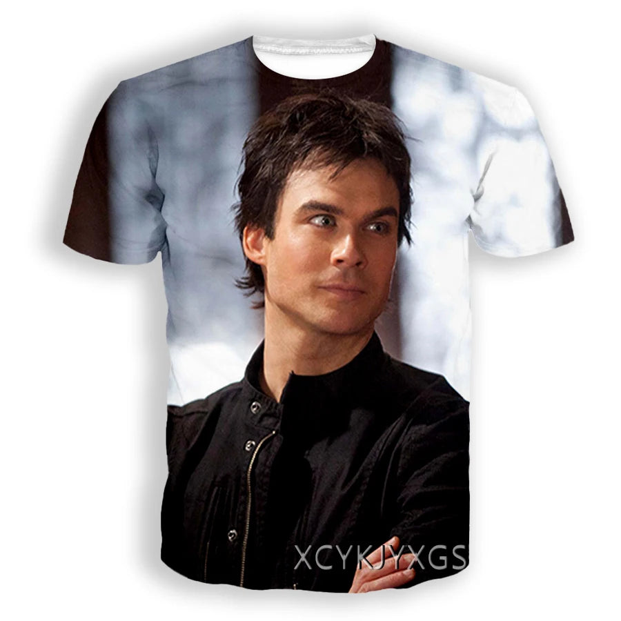 Men/Women TV The Vampire Diaries 3D Printed T-Shirt Damon Salvatore Short Sleeve Fashion T Shirt Sport Pullover Summer Tops 6XL