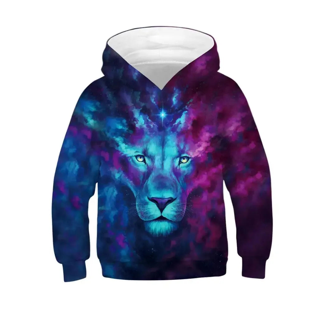 Children's Hoodie Fashionable Spring and Autumn Cartoon Print Animal Outdoor Hoodies for Kids Children Boys Clothes Sweatshirts