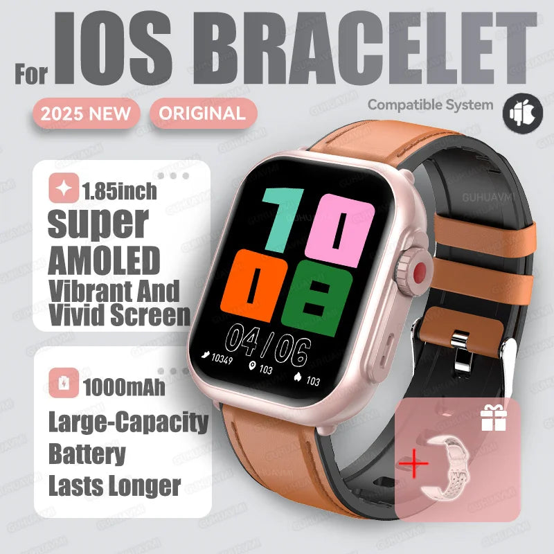 2025New For XIAOMI IOS Watch Ultra2 Smart Watches Women 1000mAh 1.85" AMOLED Full Touch Screen BT Call Ladies Fashion Smartwatch