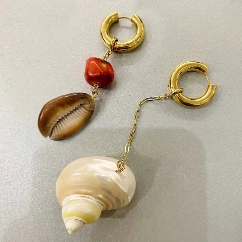 New Trendy Jewelry Summer Earrings For Women Sea World Shell Star Pendant Hoop Earrings Set Birthday Gift For Mother Kids