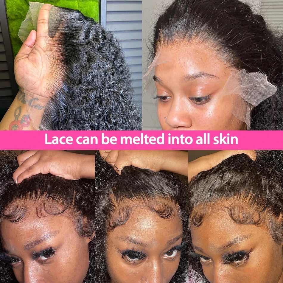 Short Bob Wig Water Wave Curly Human Hair Wig For Women Nature Black Deep Wave 13x6 Hd Lace Frontal Wigs Preplucked