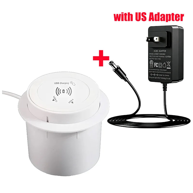3 in 1 Wireless Charger Built in Type-C USB Ports Desktop Embedded Charging Station for iPhone 17 Xiaomi Airpods Mobile Phone