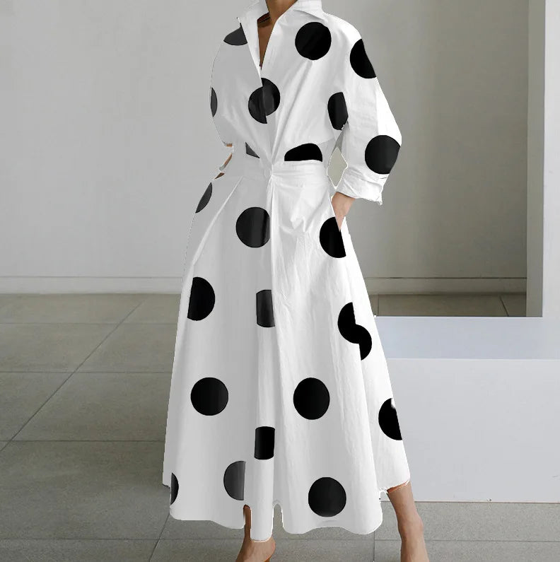 Women's Summer Dress Plus Size Commuter Polo Neck Loose Fit New Elegant Trendy Minimalist Fashionable Niche Versatile Casual Fit