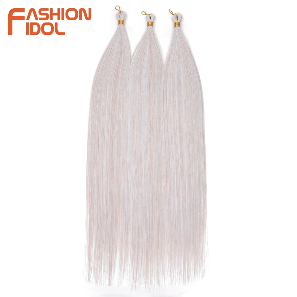 28" 3PCS 300g Ariel Straight Pony Hair Bundles Crochet Braids Hair Synthetic Braiding Hair Ombre Blonde Crochet Hair Extensions