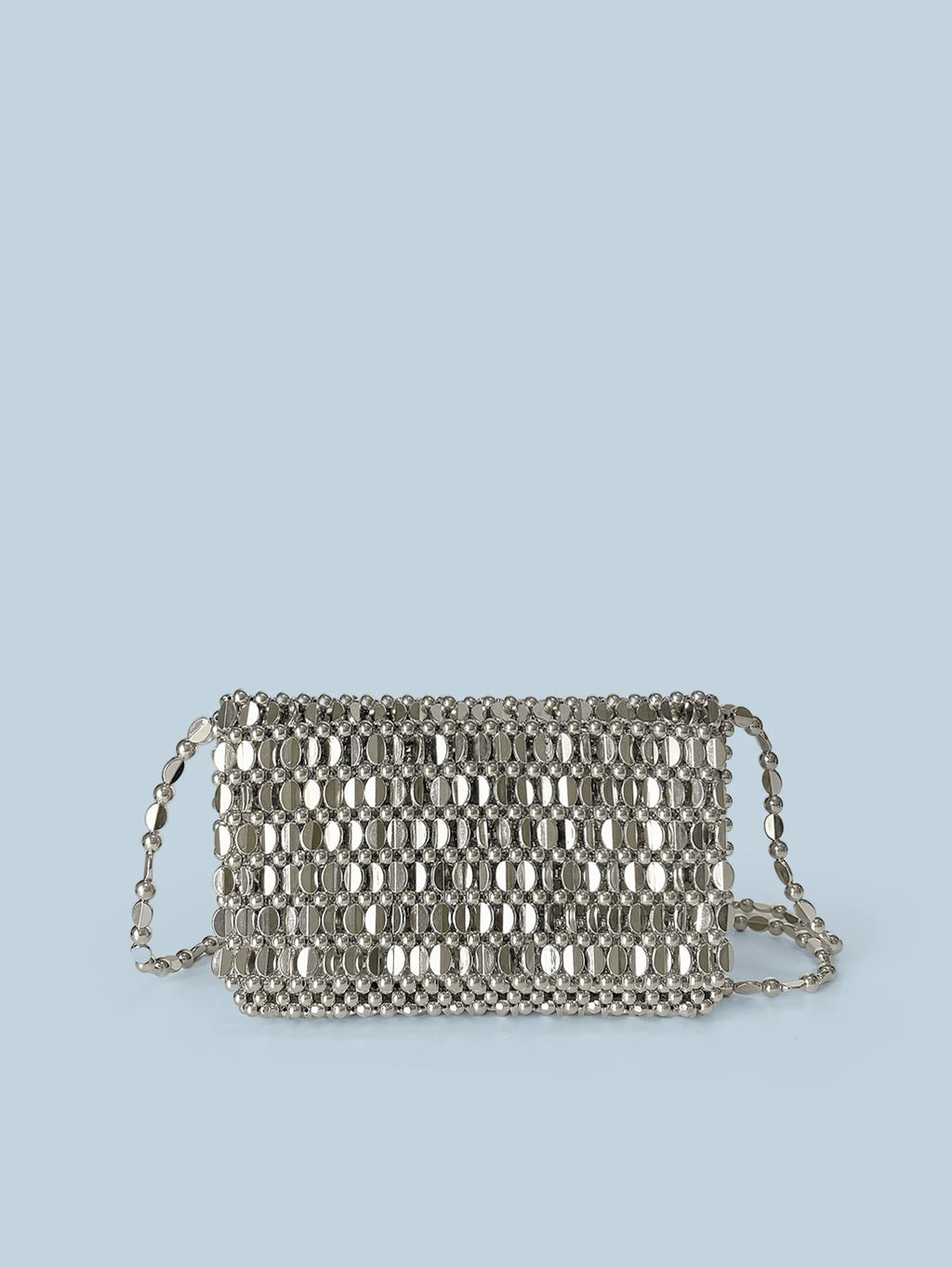 Summer New Blingbling Retro Silver Hollow Design Handmade Beaded Flip Phone Bag
