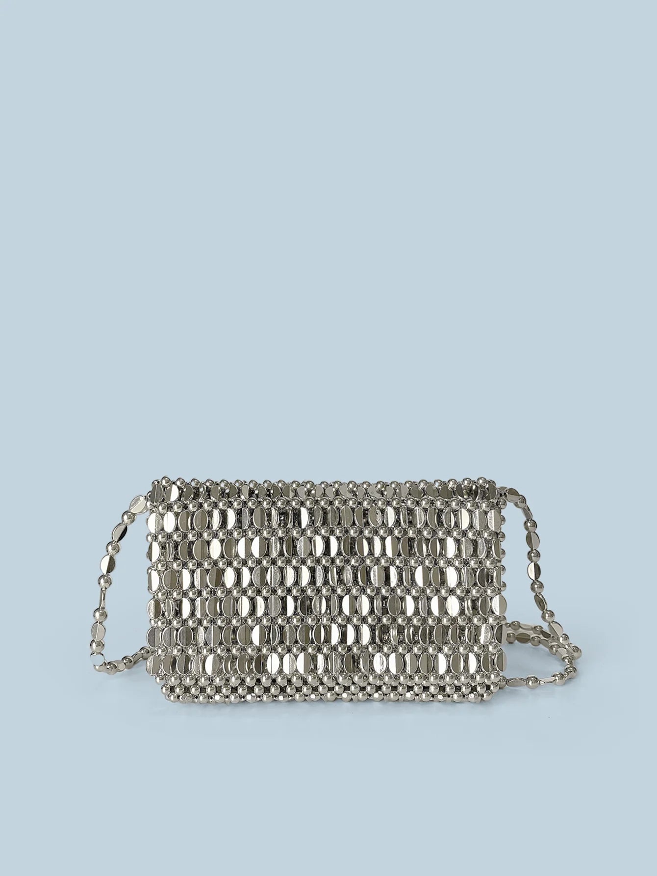 Summer New Blingbling Retro Silver Hollow Design Handmade Beaded Flip Phone Bag