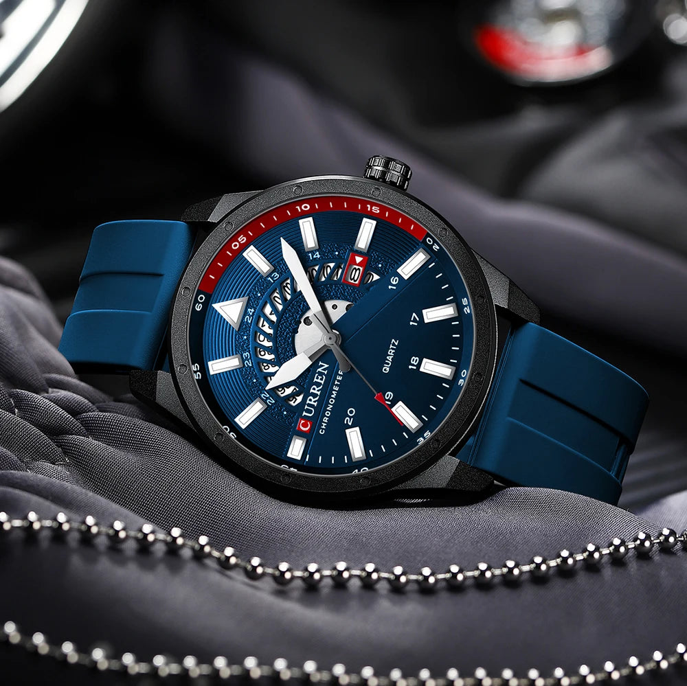 CURREN 8421 Men's Watch Luxury Men's Quartz Watch Breathable Leather Strap Waterproof Business Casual Sports Men's Watch