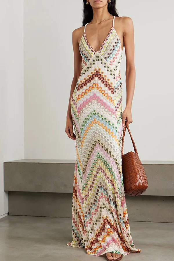 Spring Summer Female Boho Maxi Dresses Retro Sleeveless Women Holiday Long Skirt Sexy Deep V Neck Casual Party Dress Streetwear