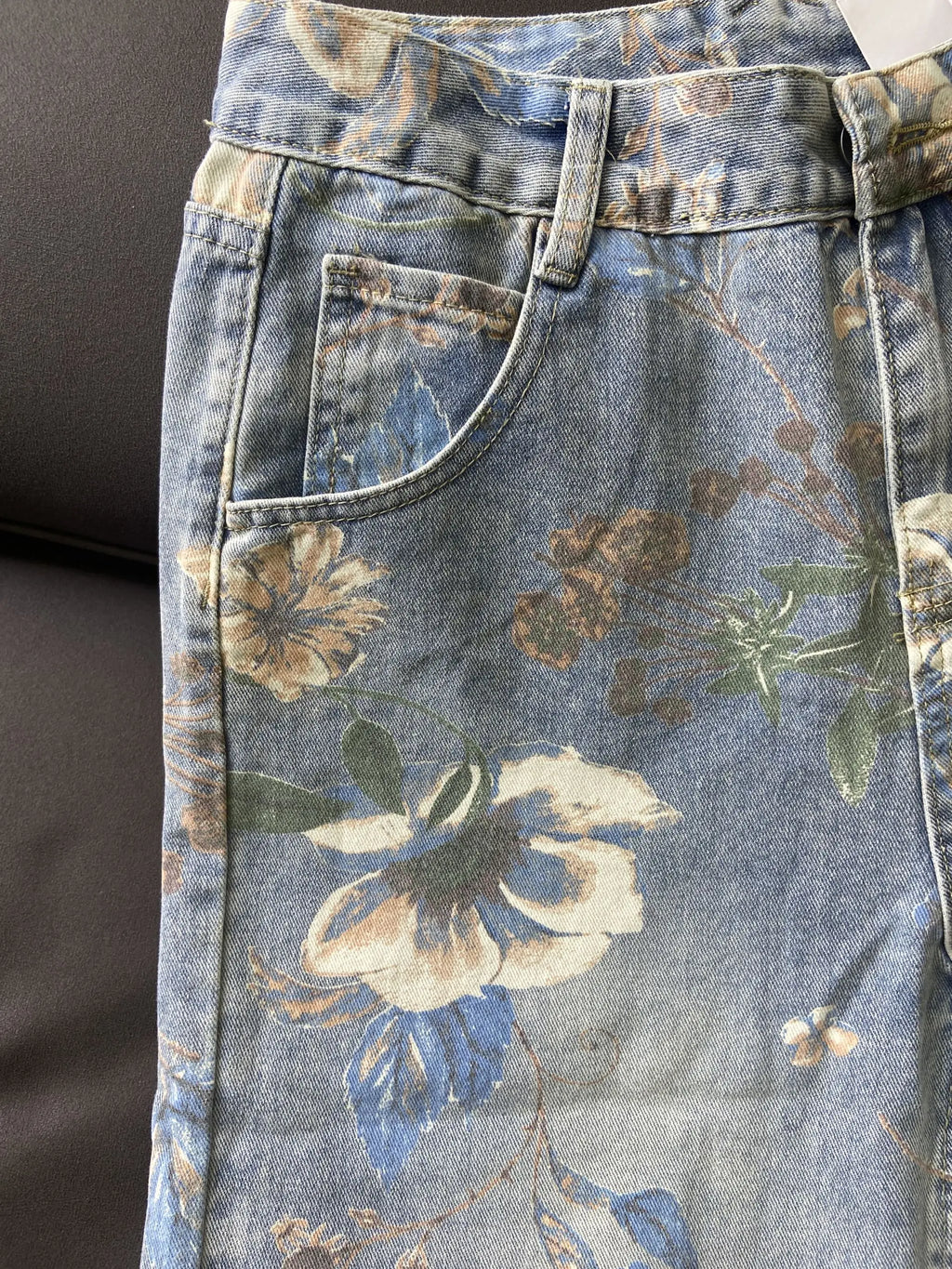 Fashion Printed Jeans 2025 Retro Floral Denim Mopping Trousers Korean Style High Street Loose Hip Hop Wide-leg Jean Pants