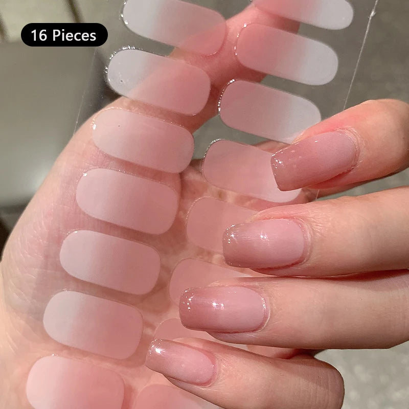 1pc DIY Baking-free Nail Stickers Long-Lasting Solid Color Fresh Flowers Christmas Autumn Nail Strips Patch Full Cover Decal