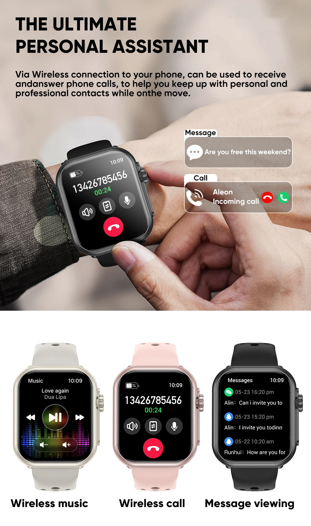 2025New For XIAOMI IOS Watch Ultra2 Smart Watches Women 1000mAh 1.85" AMOLED Full Touch Screen BT Call Ladies Fashion Smartwatch